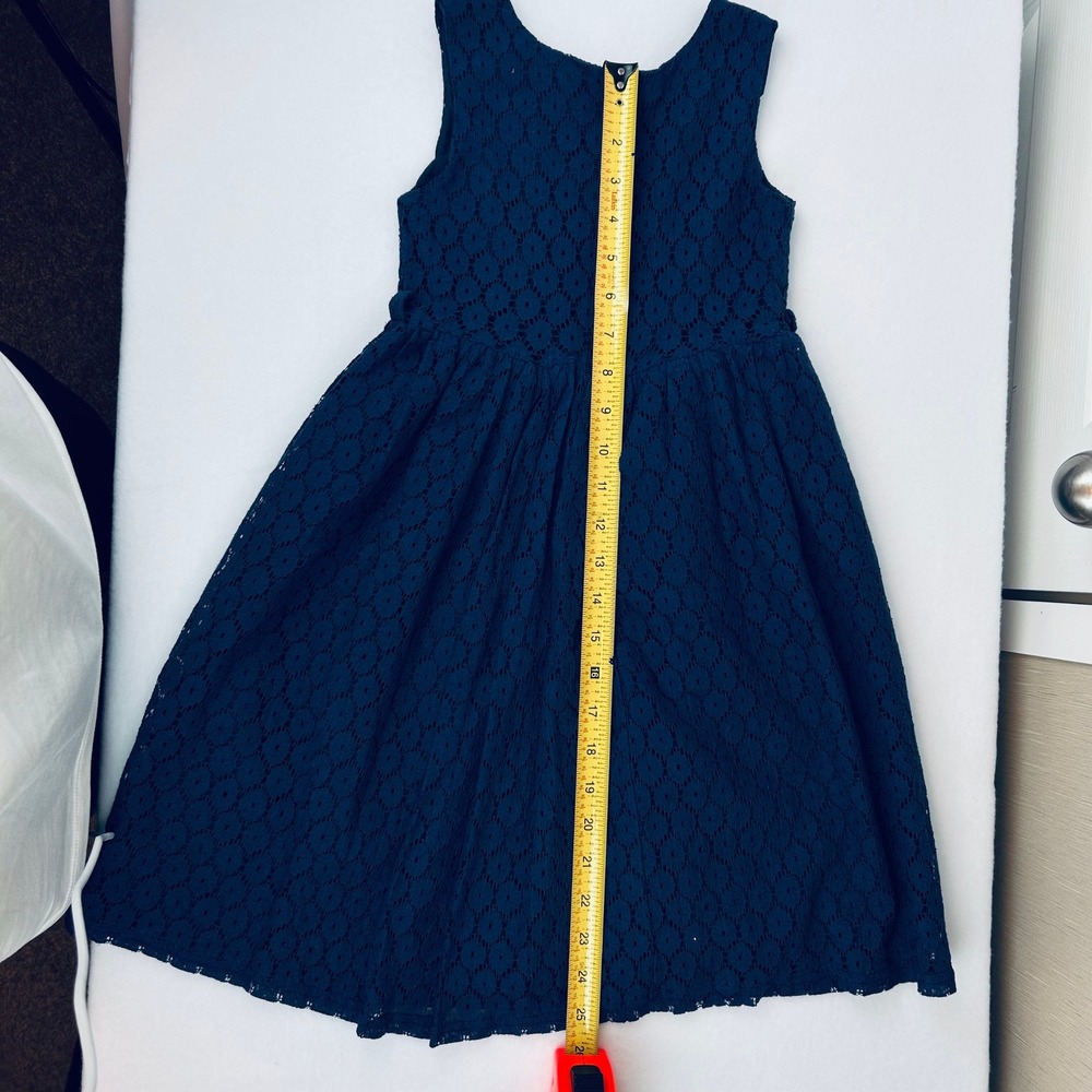 BINPAW Girls Teal Blue Floral Lace Sleeveless Special Occasion Dress Size 6-7 - Picture 14 of 14
